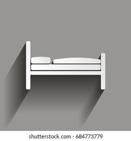 Bed vector icon. Hotel room. Bed icon. Vector icon with shadow design.