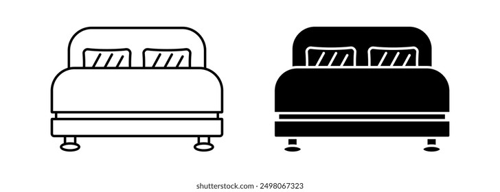 bed vector icon, line and silhouette design.