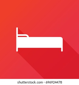 Bed vector icon. Motel or hotel sign. Sleeping person relax symbol