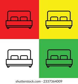 Bed Vector icon, Outline style, isolated on white Background.