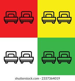 Bed Vector icon, Outline style, isolated on white Background.