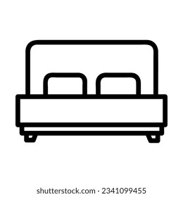 Bed Vector icon, Outline style, isolated on white Background.