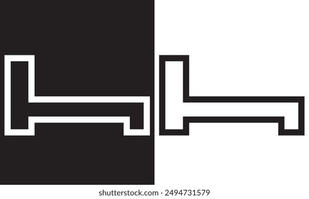 Bed vector icon set. bedroom or hotel double bed line icon for Ui designs. isolated on white and black background.  Vector illustration. EPS 10