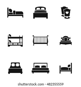 bed vector icons. Simple illustration set of 9 bed elements, editable icons, can be used in logo, UI and web design