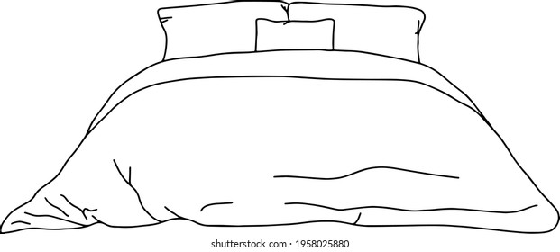 Bed Vector Illustration Bedroom Interior Doodle Stock Vector (Royalty ...