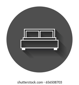Bed vector illustration. Bed icon with long shadow.