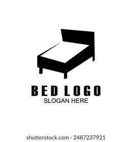 Bed vector illustration logo, abstract bed logo icon, pillow shape design and unique bed silhouette concept.