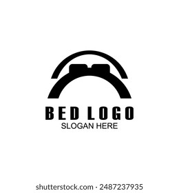 Bed vector illustration logo, abstract bed logo icon, pillow shape design and unique bed silhouette concept.