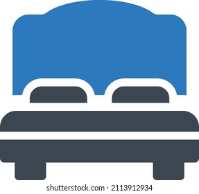 Ilustración del vector de cama sobre un fondo transparente.Símbolos de calidad superior.Icono vector glifos para el diseño de concepto y gráfico.