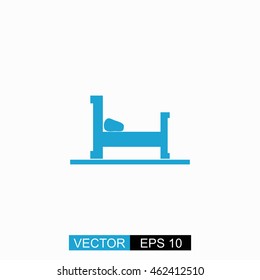 Bed vector. Isolated blue icon on white background.