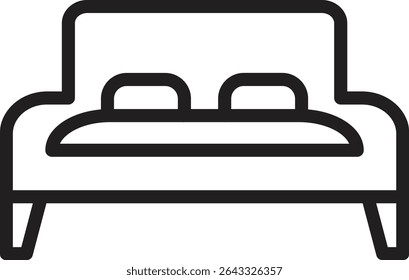 Design de ícone de linha de vetor de cama