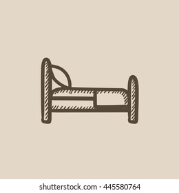 Bed vector sketch icon isolated on background. Hand drawn Bed icon. Bed sketch icon for infographic, website or app.