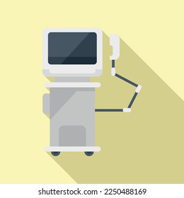 Bed ventilator machine icon flat vector. Medical patient. Care device