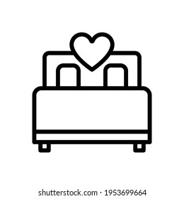 Bed wedding icon  line style vector for your design elment