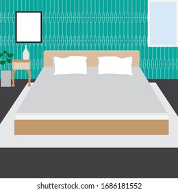 bed and wihite pillow in blue bedroom 