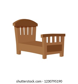 Bed wood. Bed. White background. Vector illustration. EPS 10.