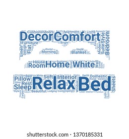 bed word cloud. tag cloud about bed