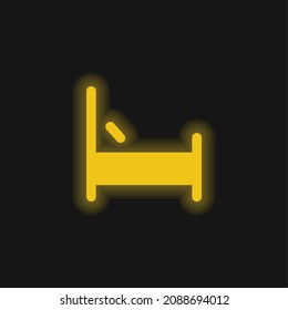 Bed yellow glowing neon icon