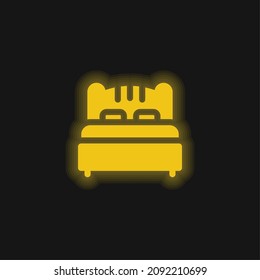 Bed yellow glowing neon icon