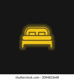 Bed yellow glowing neon icon
