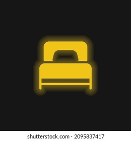 Bed yellow glowing neon icon