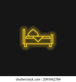 Bed yellow glowing neon icon