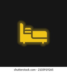 Bed yellow glowing neon icon