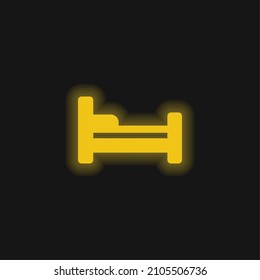 Bed yellow glowing neon icon