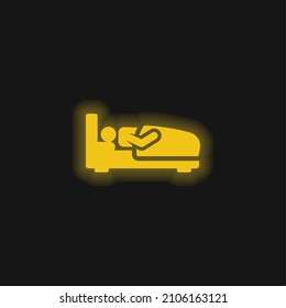 Bed yellow glowing neon icon
