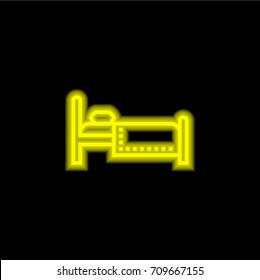 Bed yellow glowing neon ui ux icon. Glowing sign logo vector