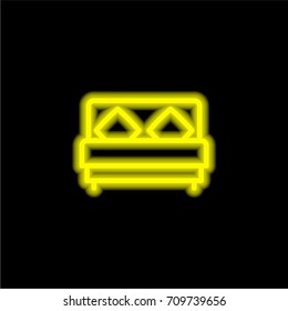 Bed yellow glowing neon ui ux icon. Glowing sign logo vector