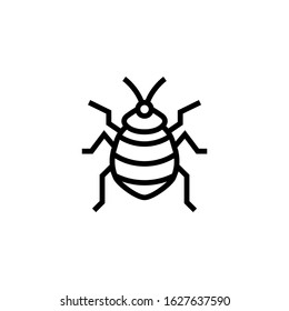 Bedbug icon symbol in linear, outline style isolated on white background