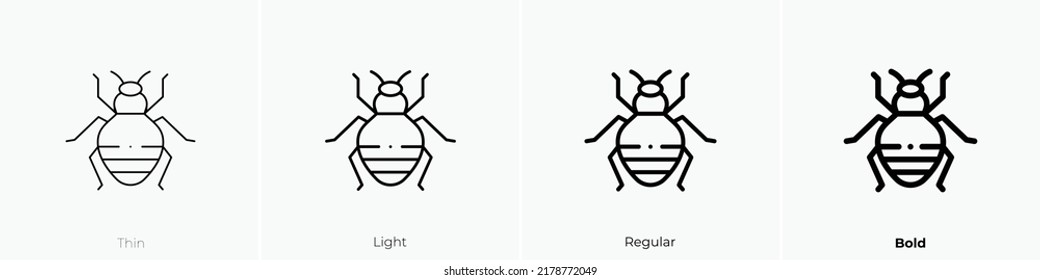 Bedbug Icon. Thin, Light Regular And Bold Style Design Isolated On White Background