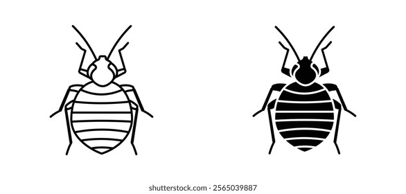 Bedbug icons in outline and fill. vector illustration for ui.