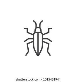 Bedbug line icon, outline vector sign, linear style pictogram isolated on white. Chinch symbol, logo illustration. Editable stroke