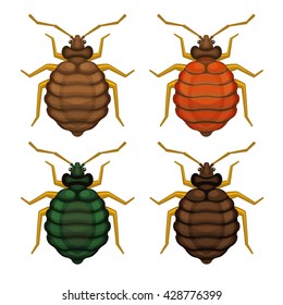 Bedbug Set On White Background. Vector