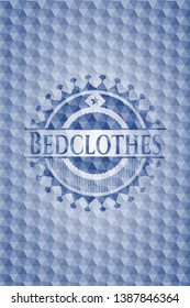 Bedclothes blue emblem with geometric pattern. Vector Illustration. Detailed.