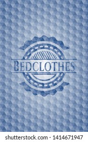 Bedclothes blue hexagon emblem. Vector Illustration. Detailed.