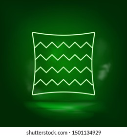 Bedding, cushion green neon icon - Vector
