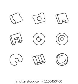 Bedding flat line icons. Orthopedic pillow, bedroom linen, comfortable sleep equipment vector illustrations. Thin signs for interior store. 