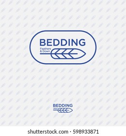 Bedding logo. Bedding, blankets and pillows. Natural feathers and down.