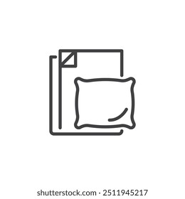 Bedding products line icon. linear style sign for mobile concept and web design. Pillow, blanket, and bed sheets outline vector icon. Symbol, logo illustration. Vector graphics