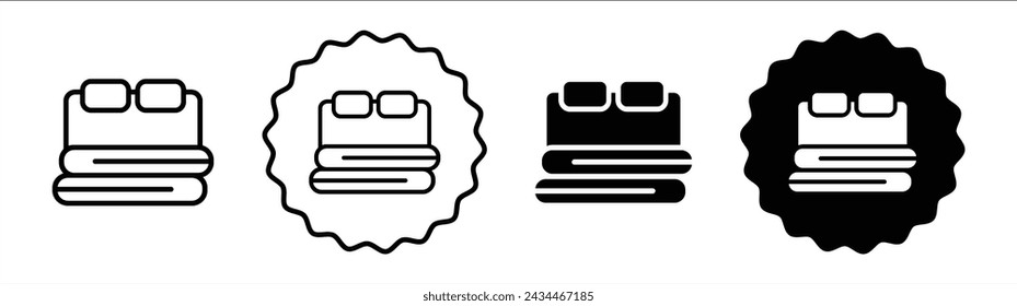 Bedding set in black and white color. Bedding simple flat icon vector