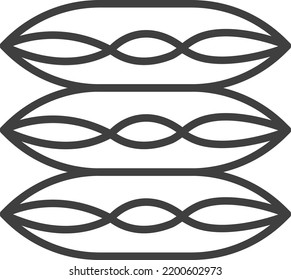 Bettzeug aus Spinnstoffen für die Innenausstattung, einzelne Kissen oder Kissen, Kissen für Sofas. Gewebe und weiche Stoffe. Minimalistische Ikone, einfache Linie, Vektorgrafik im Flachstil