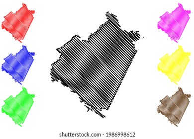 Bedford County, Commonwealth of Virginia (U.S. county, United States of America) map vector illustration, scribble sketch Bedford map
