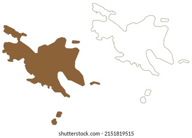 Bedford island (Western Australia, Commonwealth of Australia, Buccaneer Archipelago, Indian Ocean) map vector illustration, scribble sketch Bedford map