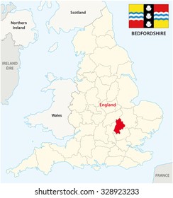 bedfordshire county map with flag