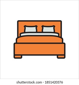 Bed,Hotel Flat Icon Vector Logo Template Illustration