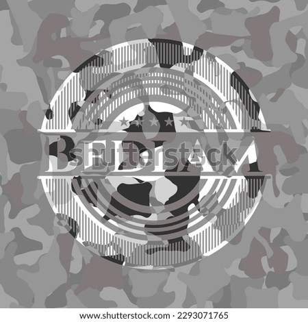 Bedlam grey camouflage emblem. Vector Illustration. 