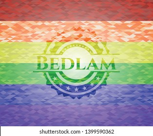 Bedlam lgbt colors emblem. Vector Illustration. Mosaic.